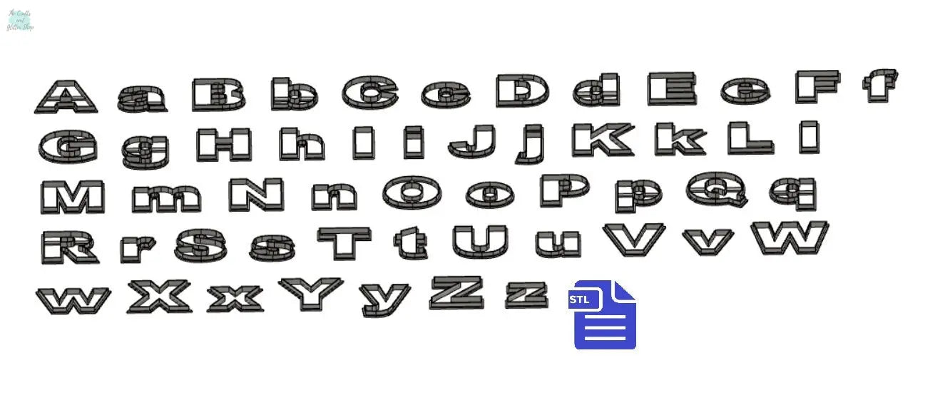 Complete Alphabet Cookie Cutter STL File - for 3D printing - FILE ONLY - Instant Digital Download - The Crafts and Glitter Shop