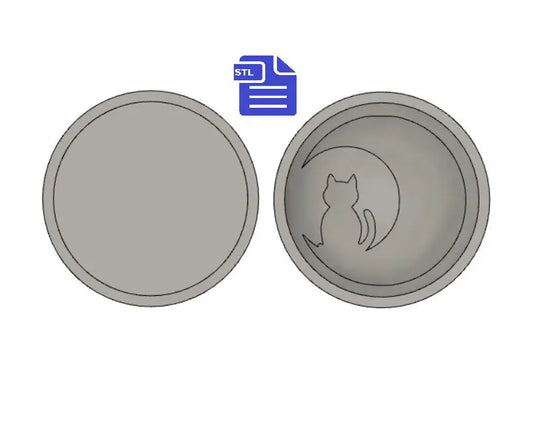 Crescent Moon Cat Bath Bomb Mold STL File - for 3D printing - FILE ONLY - Bath Bomb Bar Press Mold - Shower Steamer Mould