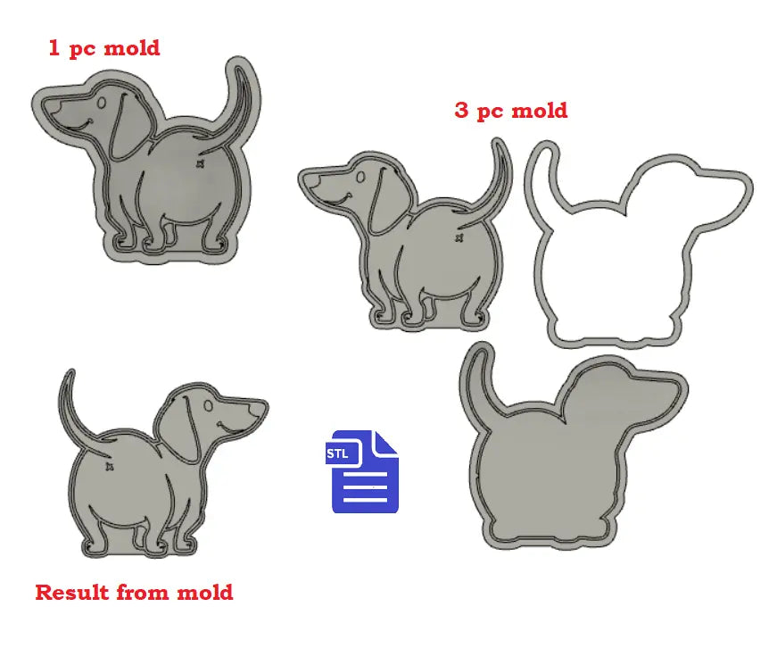 Dachshund Bath Bomb Mold STL File - for 3D printing - FILE ONLY - The Crafts and Glitter Shop