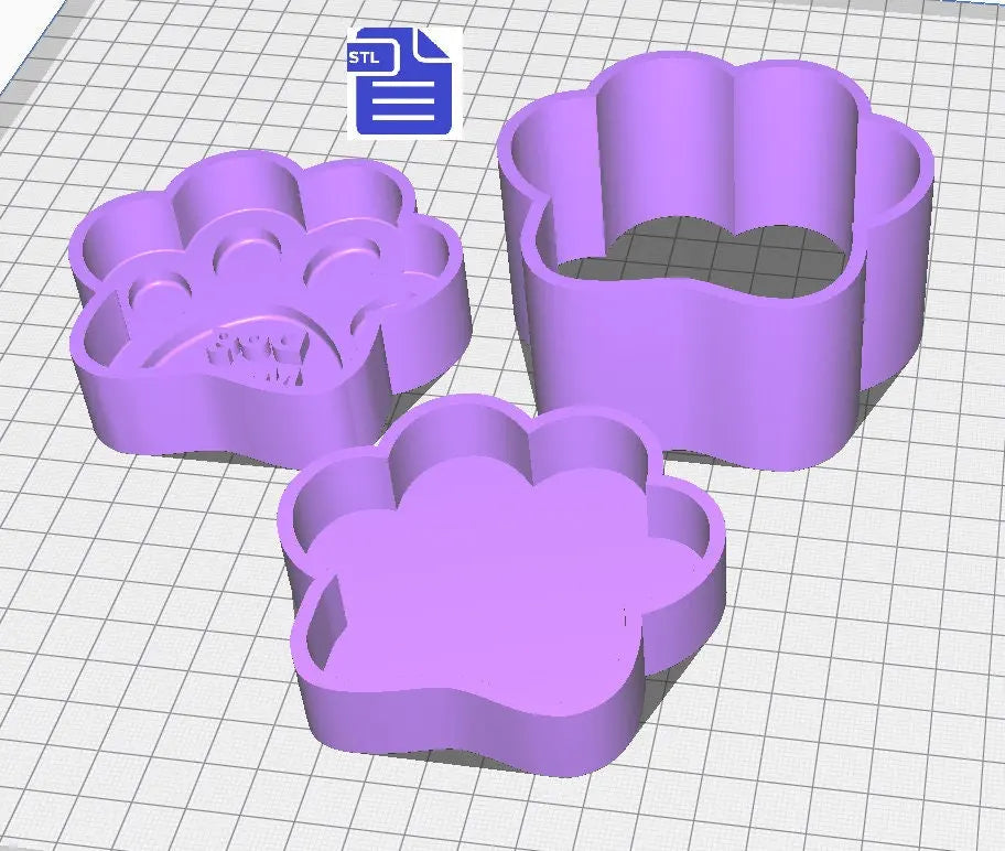 Dog Mom Paw Bath Bomb Mold STL File - for 3D printing - FILE ONLY - 3 piece Mother's Day Pet Bath Bomb Hand Press Mould - The Crafts and Glitter Shop