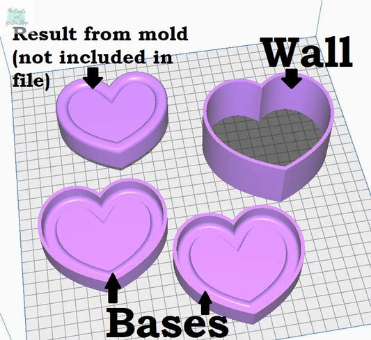 Heart Bath Bomb Mold Press STL File - for 3D printing - FILE ONLY - 3 part Bath Bomb Press - Shower Steamer Mould