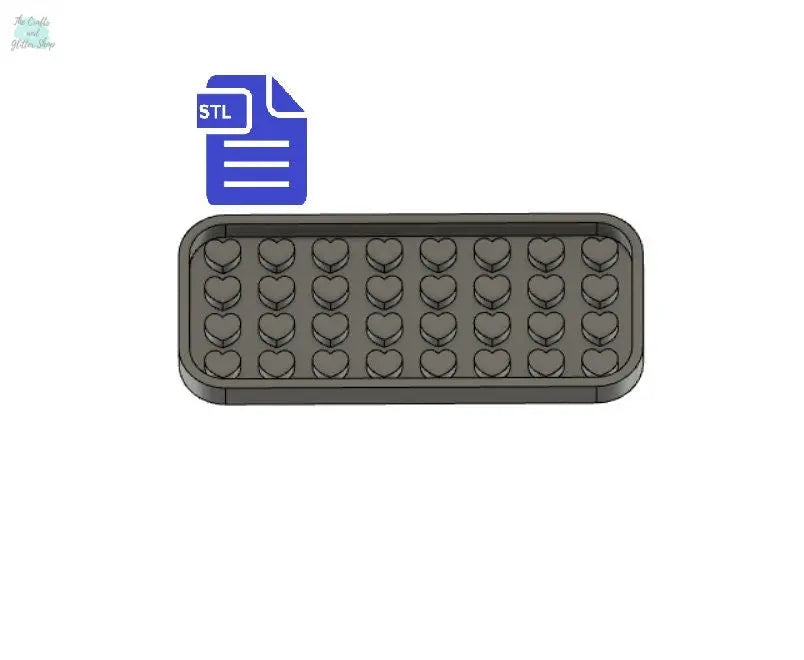 Hearts STL File - for 3D printing - FILE ONLY - with tray ready for silicone mold making - diy freshies mold - The Crafts and Glitter Shop