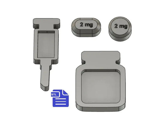 Medic Set STL File - for 3D printing - FILE ONLY - Vial Syringe Pills - The Crafts and Glitter Shop