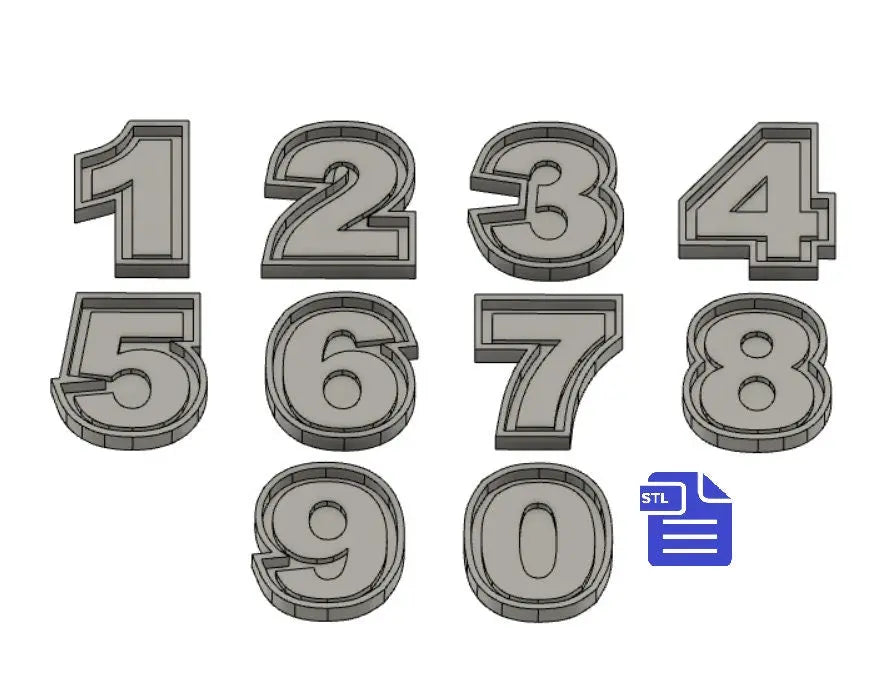 Number Silicone Mold Tray STL File - for 3D printing - FILE ONLY - Individual Numbers with tray to make silicone molds - diy freshies mold - The Crafts and Glitter Shop