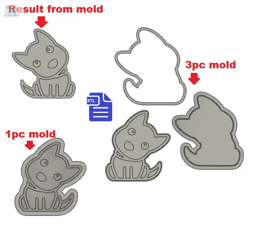 Puppy Bath Bomb Mold STL File - for 3D printing - FILE ONLY - includes 1pc & 3pc molds for bath bombs solid shampoo shower steamers - The Crafts and Glitter Shop