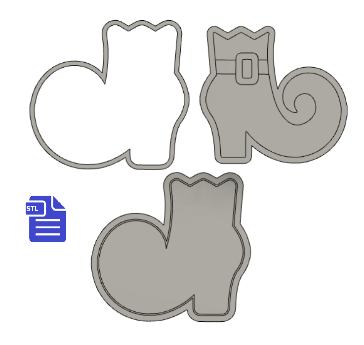 3pc Witch Boots Bath Bomb Mold STL File - for 3D printing - FILE ONLY - The Crafts and Glitter Shop