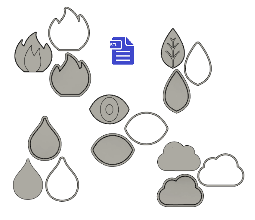 3pc Set of 5 Elements Bath Bomb Mold STL File - for 3D printing - FILE ONLY - The Crafts and Glitter Shop