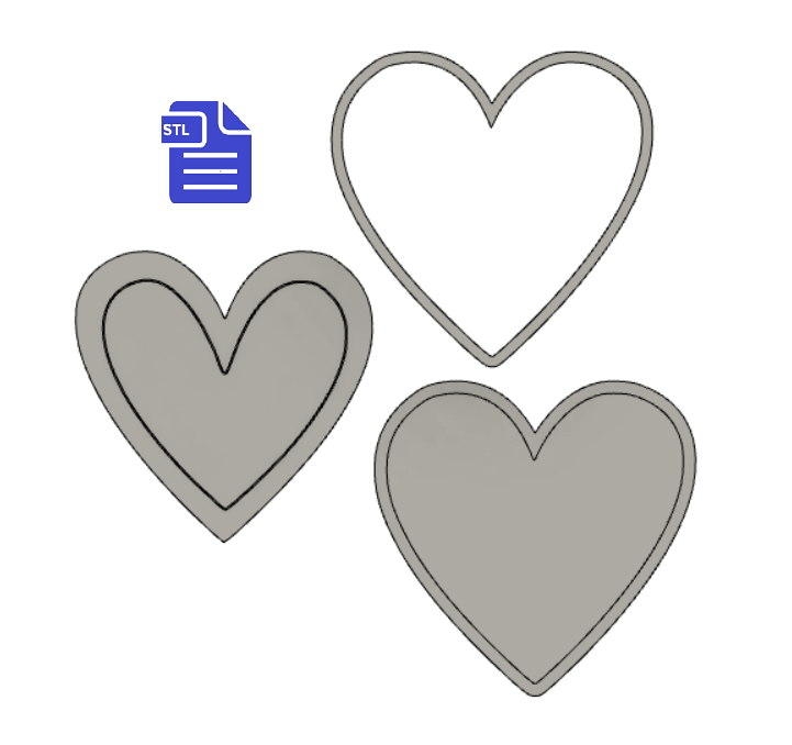 3pc Heart Bath Bomb Mold STL File - for 3D printing - FILE ONLY - The Crafts and Glitter Shop