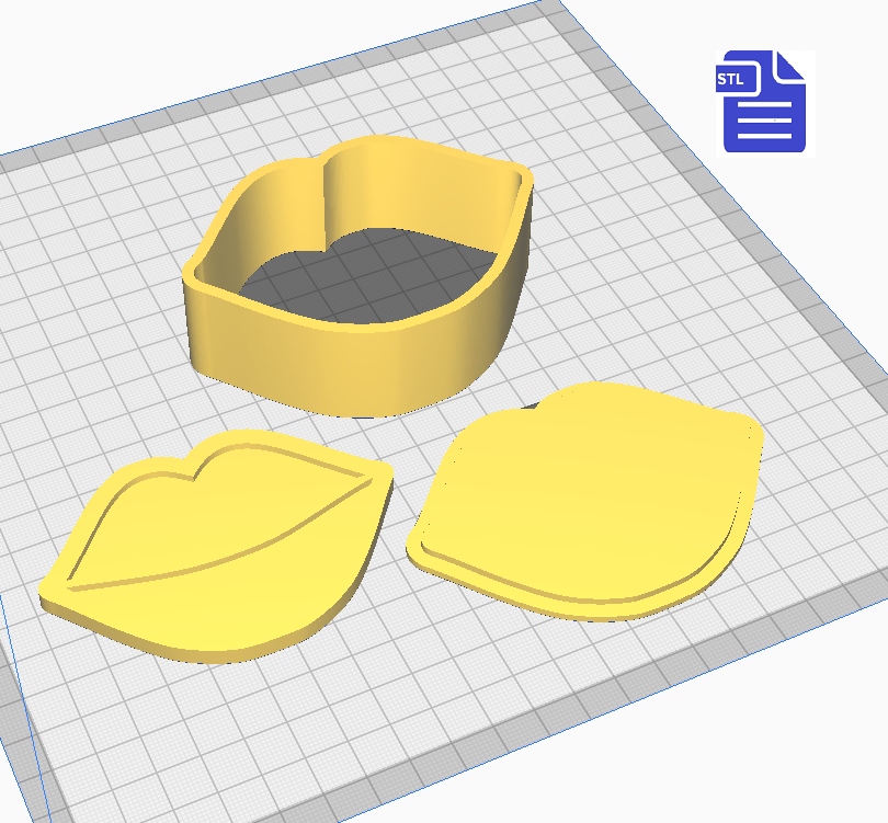 3pc Lips Bath Bomb Mold STL File - for 3D printing - FILE ONLY - The Crafts and Glitter Shop
