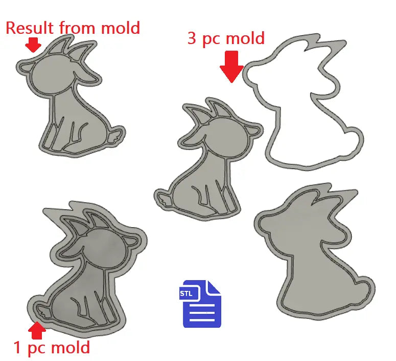 Sitting Goat Bath Bomb Mold STL File - for 3D printing - FILE ONLY - The Crafts and Glitter Shop