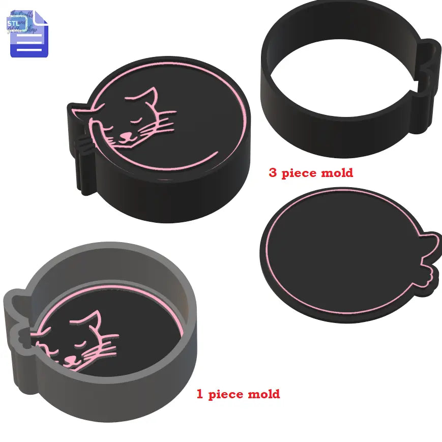 Sleepy Cat Bath Bomb Mold STL File - for 3D printing - FILE ONLY - The Crafts and Glitter Shop