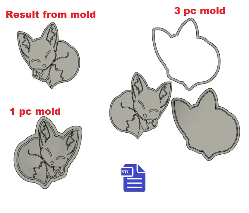 Sleepy Fox Bath Bomb Mold STL File - for 3D printing - FILE ONLY - The Crafts and Glitter Shop