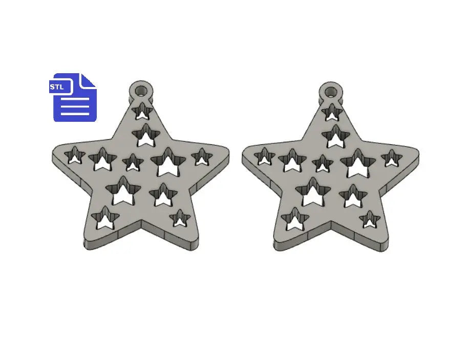 Stars with hoop STL File - for 3D printing - FILE ONLY - The Crafts and Glitter Shop