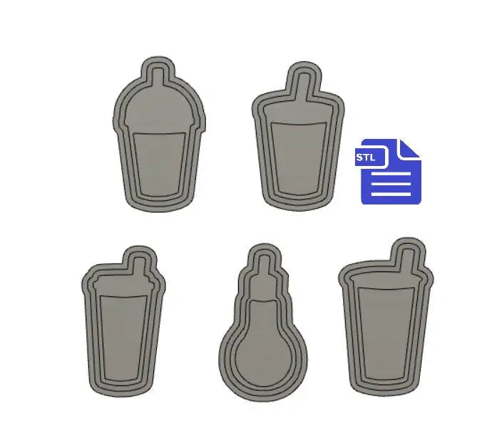 Straw Cup Shaker with Mold Housing STL File - for 3D printing - FILE ONLY - each design has an inbuilt tray to make your own silicone molds - The Crafts and Glitter Shop