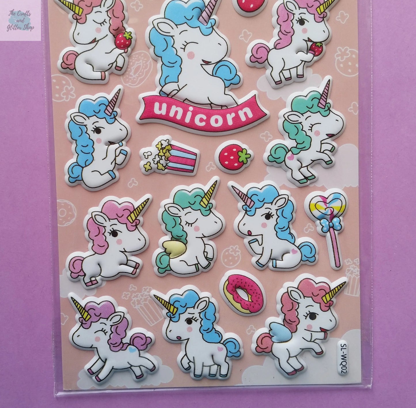 Unicorn Puffy Stickers - 1 Sheet The Crafts and Glitter Shop