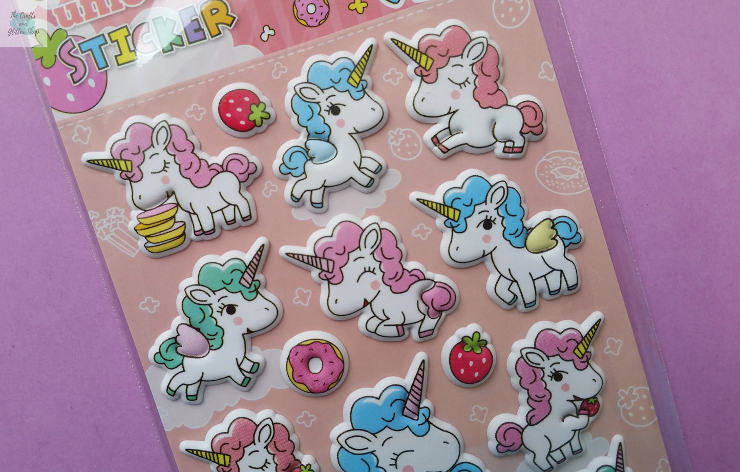 Unicorn Puffy Stickers - 1 Sheet The Crafts and Glitter Shop