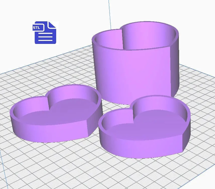 Valentine Bath Bomb Mold STL File - for 3D printing - FILE ONLY - Heart Bath Bomb Press Mould - 3 piece mold with 8 face inserts - 9 in 1 - The Crafts and Glitter Shop