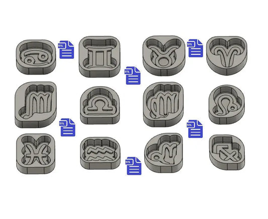 Zodiac Sign Bath Bomb Mold STL File - for 3D printing - FILE ONLY - Zodiac Sign Bath Bomb Press - Zodiac Symbol Shower Steamer Mold Full Set