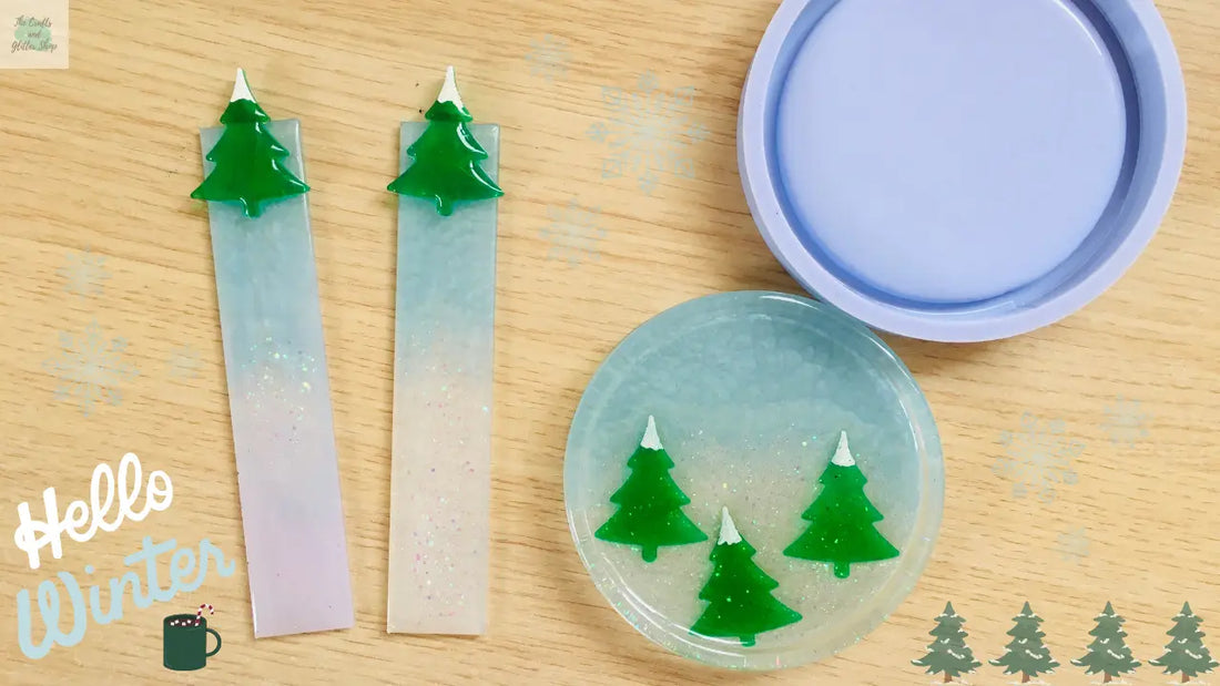 Resin-Tutorial-Winter-Coaster-matching-Bookmarks The Crafts and Glitter Shop