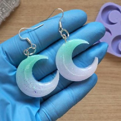 Resin Tutorial: Pastel Crescent Moon Dangle Earrings