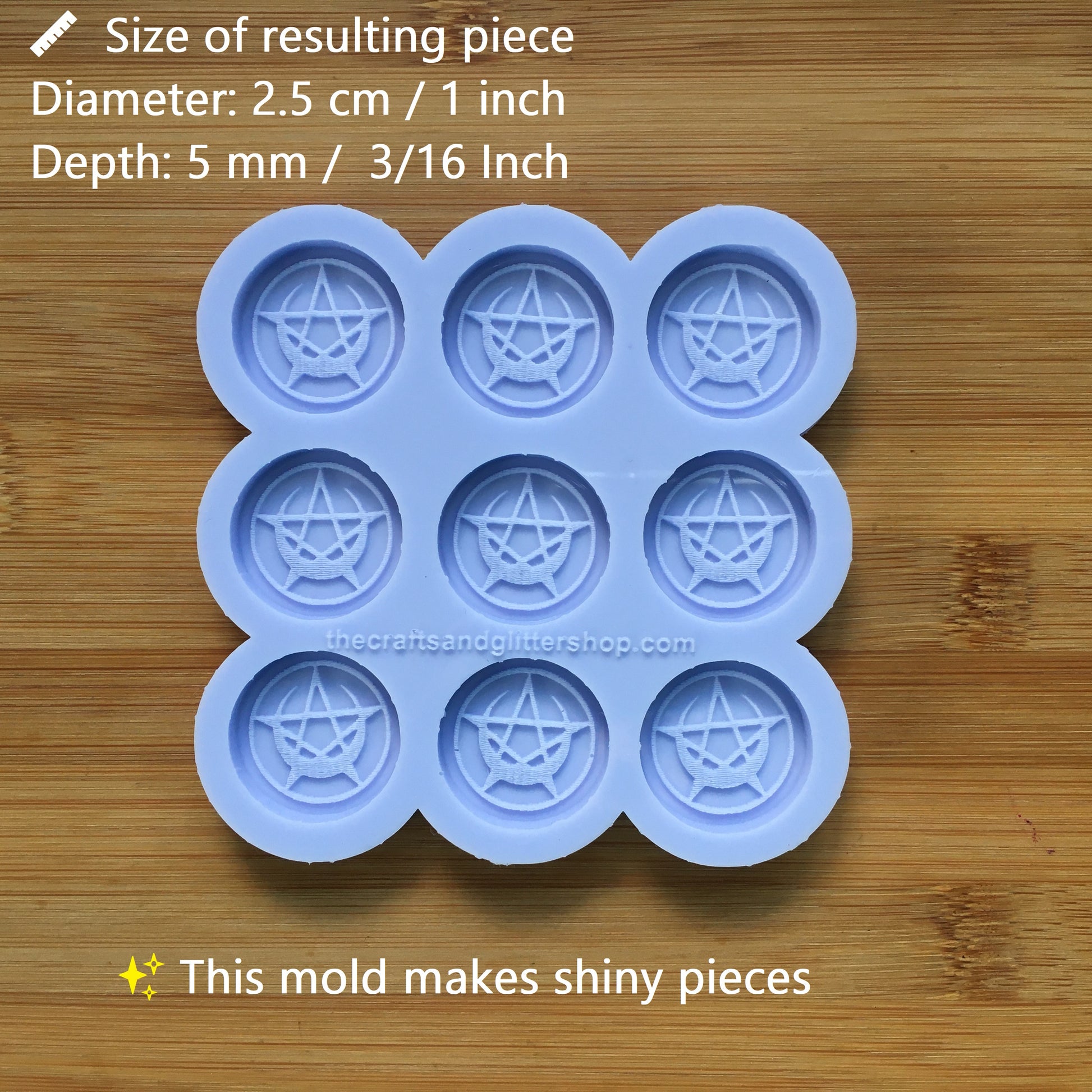1" Pentacle Crescent Moon Silicone Mold