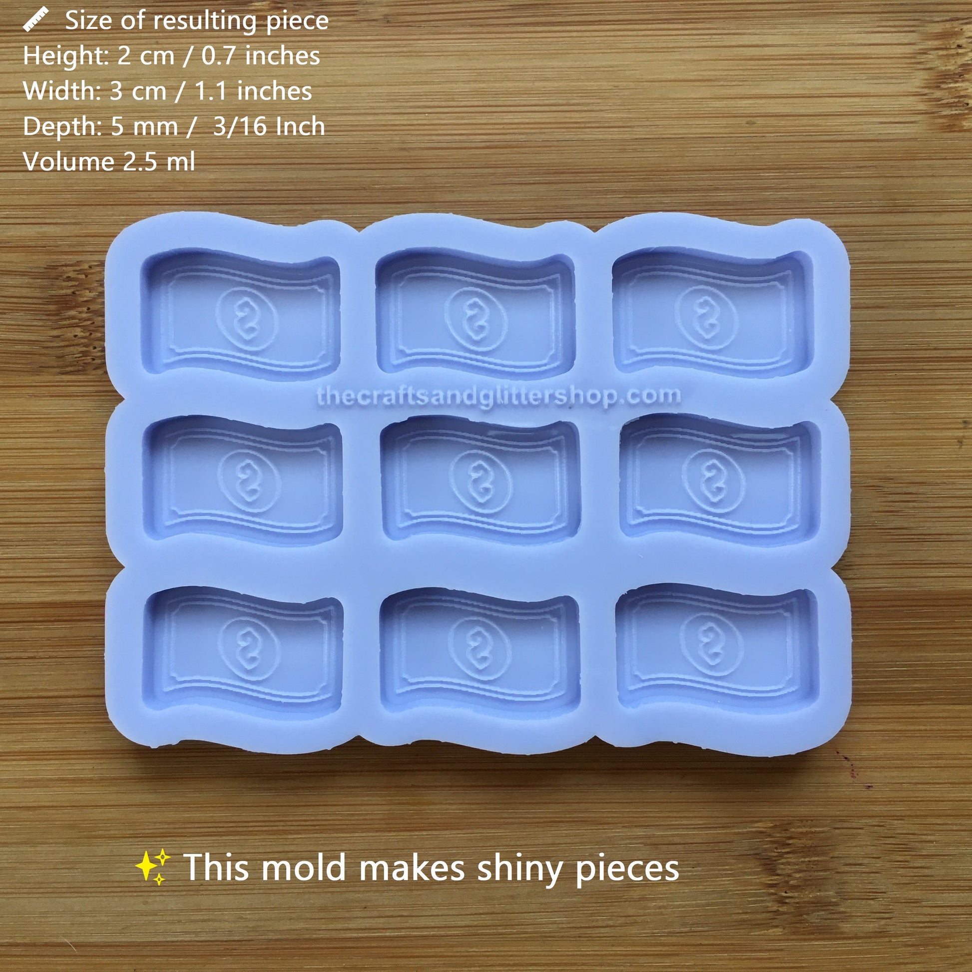 1.1" Dollar Bill Silicone Mold