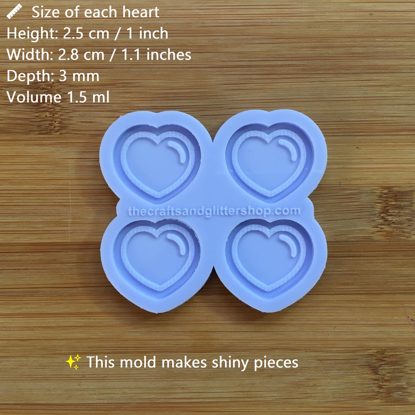 1.1" Heart Bubble Silicone Mold