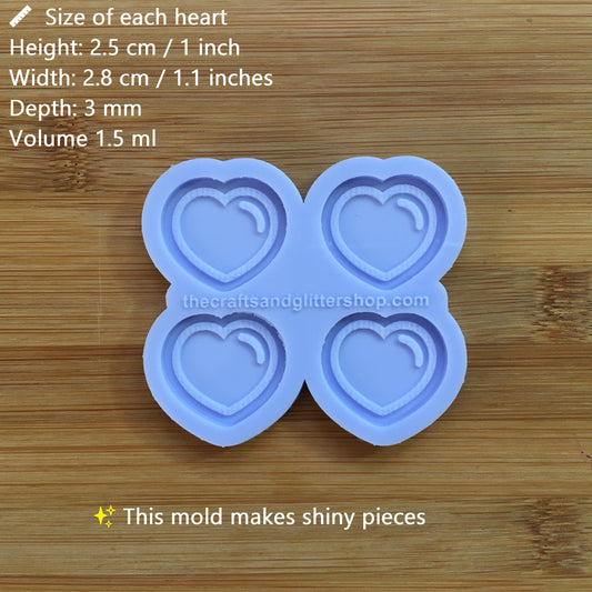 1.1" Heart Bubble Silicone Mold