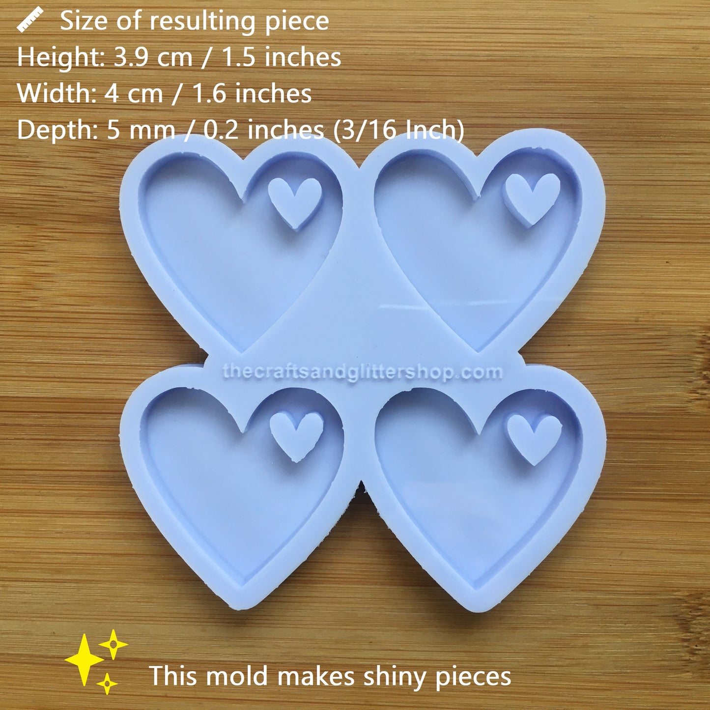 1.6" Heart Silicone Mold