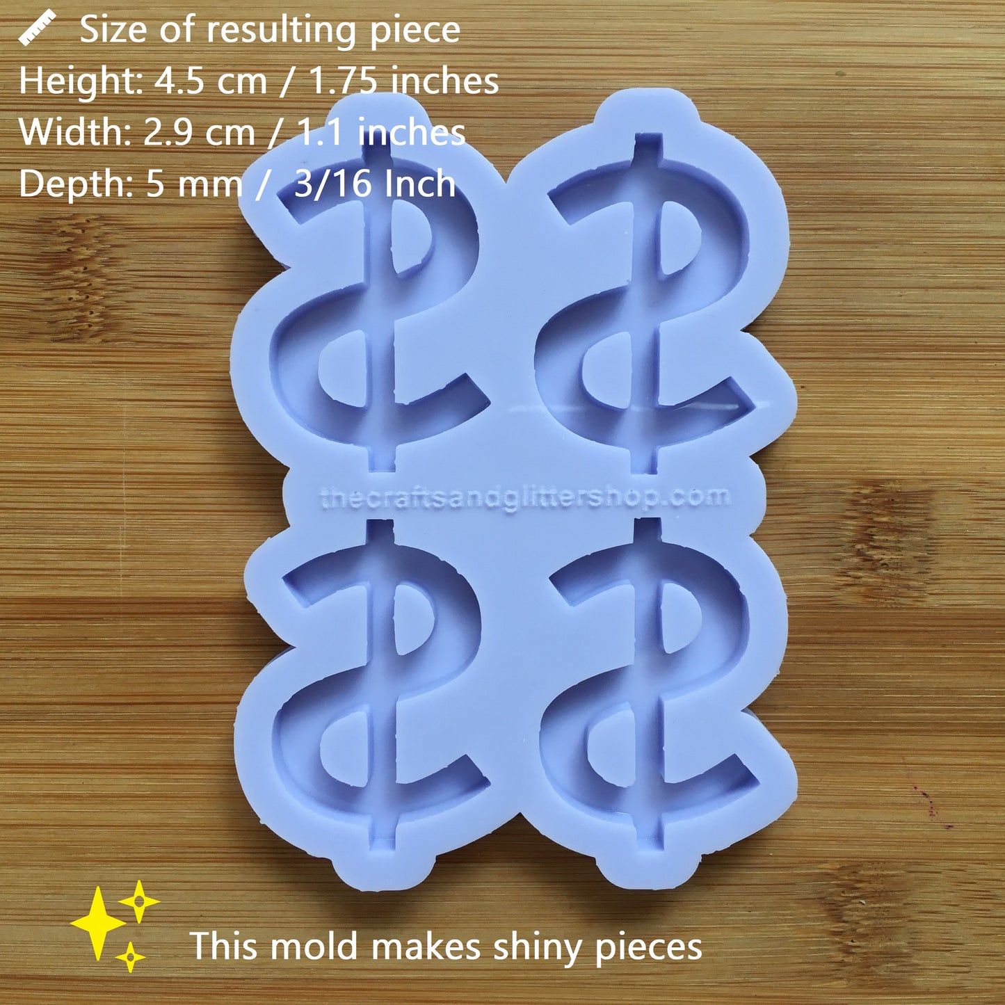 1.75" Dollar Sign Silicone Mold