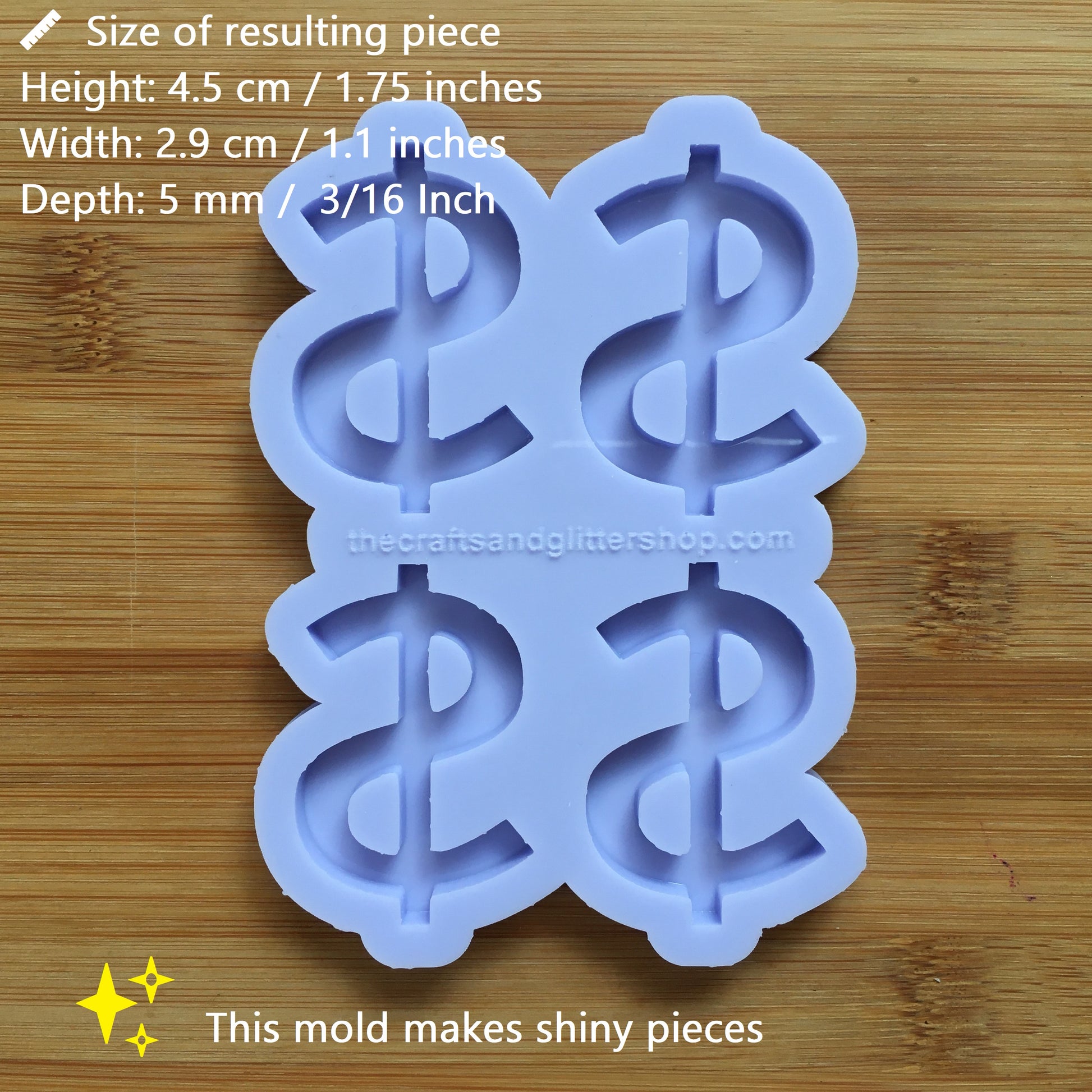 1.75" Dollar Sign Silicone Mold