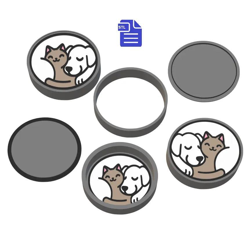 1pc + 2pc + 3pc Sleeping curled dog & cat Bath Bomb mold STL File