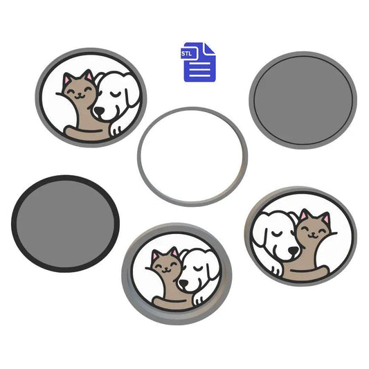 1pc + 2pc + 3pc Sleeping curled dog & cat Bath Bomb mold STL File