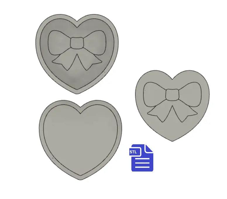 1pc + 2pc Heart Gift Box Bath Bomb Mold STL File