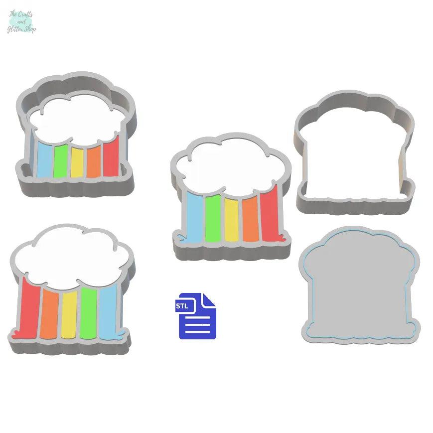 1pc & 3pc Rainbow Cloud Bath Bomb Mold STL File