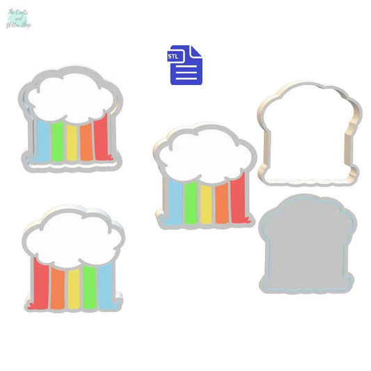 1pc & 3pc Rainbow Cloud Bath Bomb Mold STL File