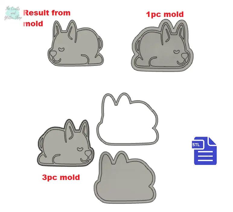 1pc & 3pc Sleeping Dog Bath Bomb mold STL File