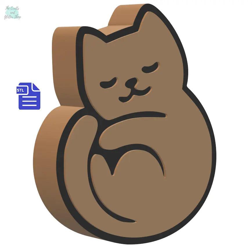 1pc & 3pc Sleepy Cat Bath Bomb Mold STL File