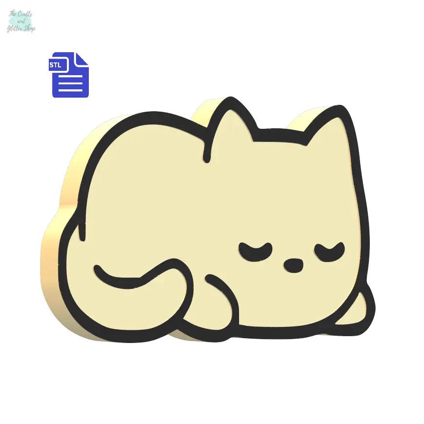 1pc & 3pc Sleepy Kitty Bath Bomb Mold STL File