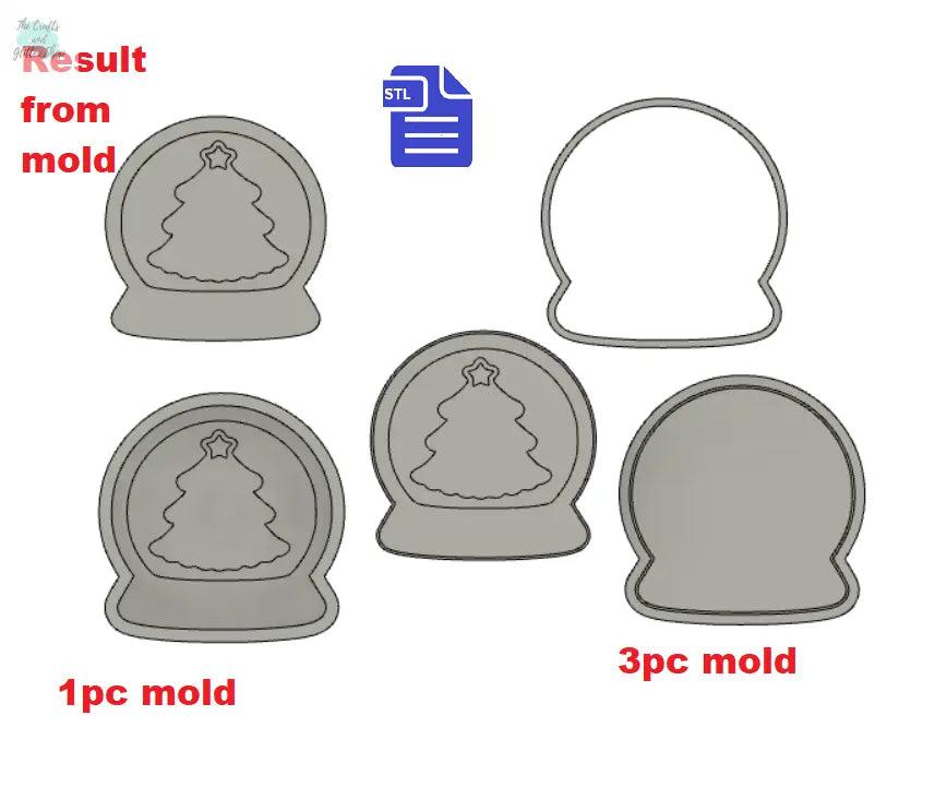 1pc & 3pc Snowglobe Bath Bomb Mold STL File