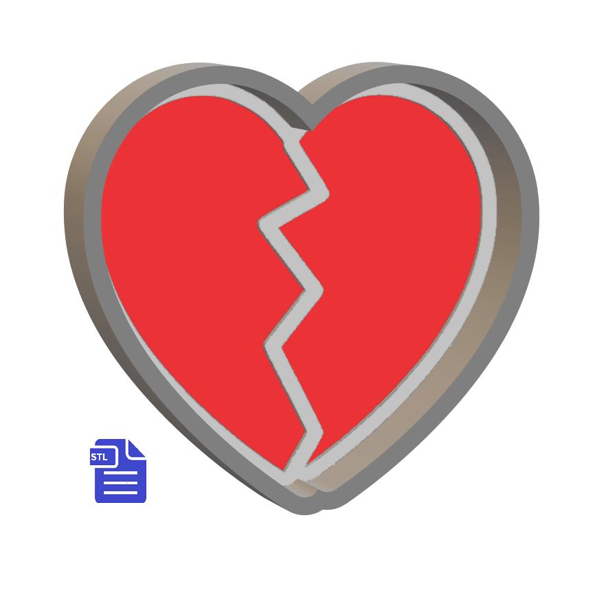 1pc Broken Heart Bath Bomb Mold STL File