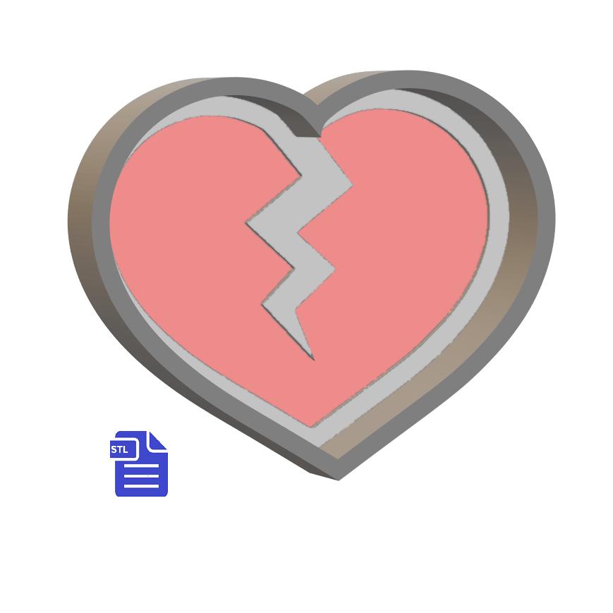 1pc Broken Heart Bath Bomb Mold STL File