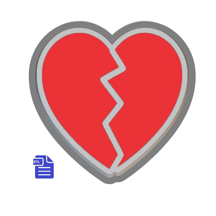 1pc Broken Heart Bath Bomb Mold STL File