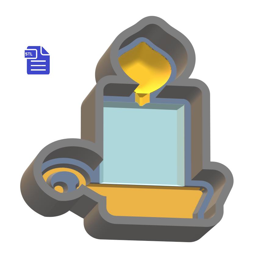 1pc Candlestick in Holder Bath Bomb Mold STL File