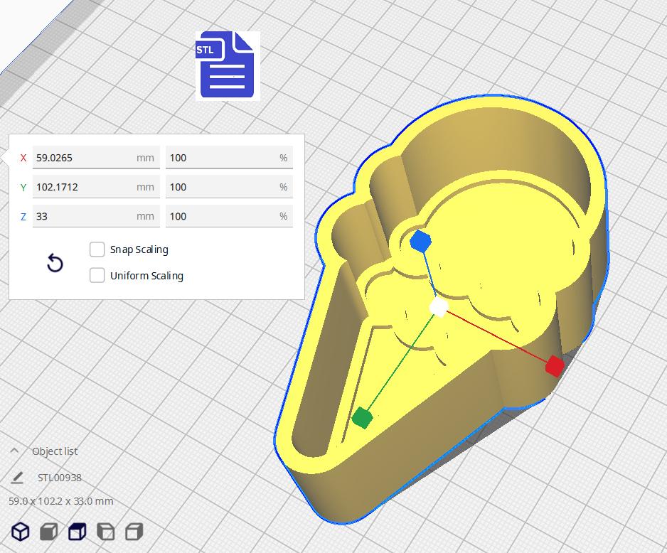 1pc Double Scoop Ice Cream Cone Bath Bomb Mold STL File