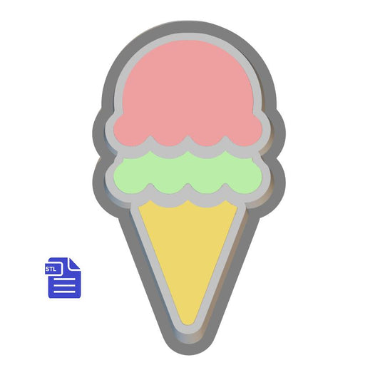 1pc Double Scoop Ice Cream Cone Bath Bomb Mold STL File
