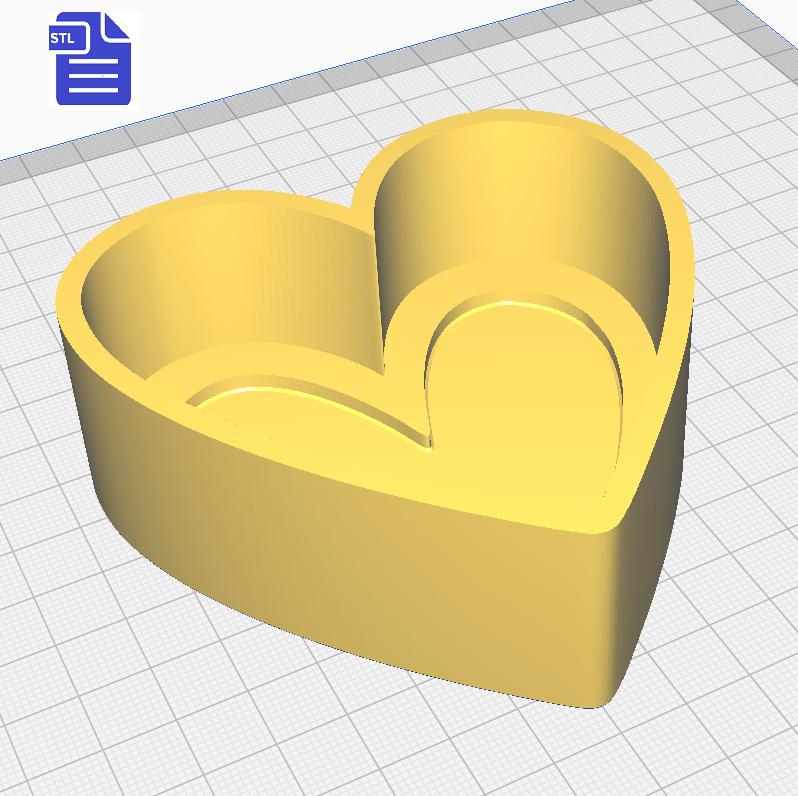 1pc Heart Bath Bomb Mold STL File