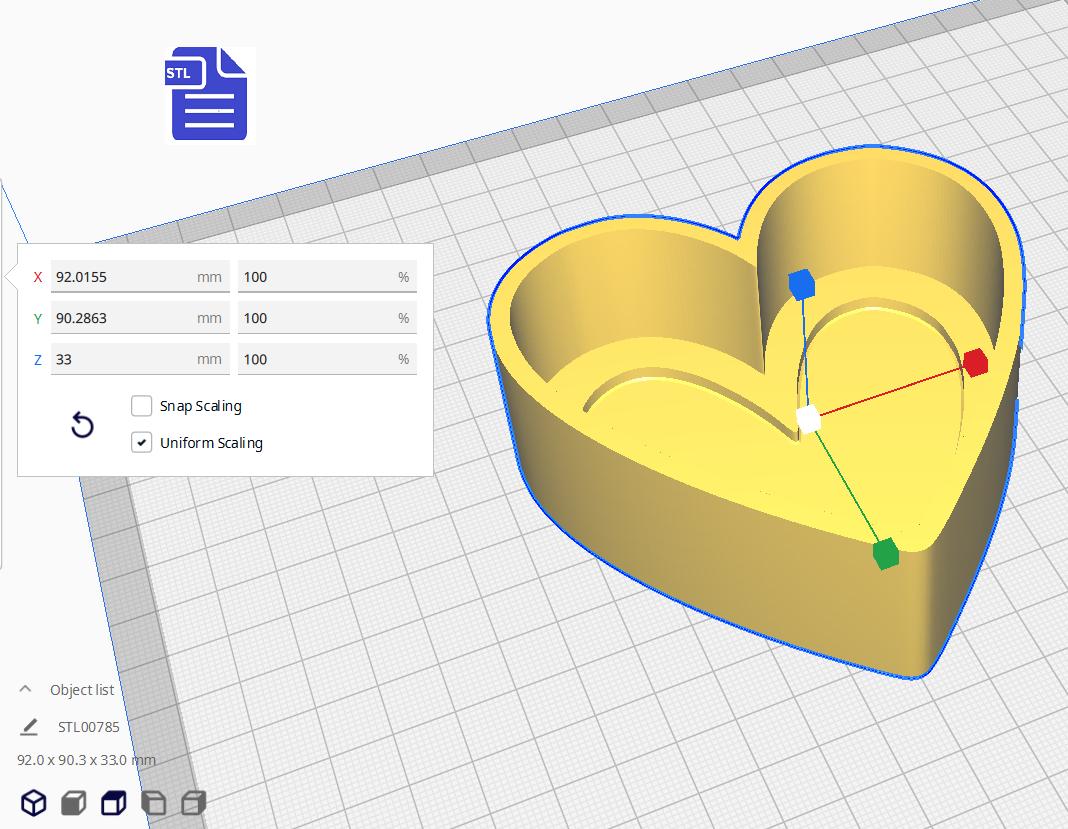 1pc Heart Bath Bomb Mold STL File