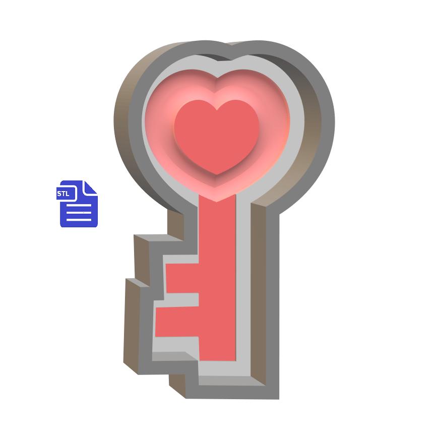 1pc Heart Key Bath Bomb Mold STL File