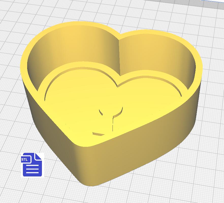 1pc Heart Locket Bath Bomb Mold STL File